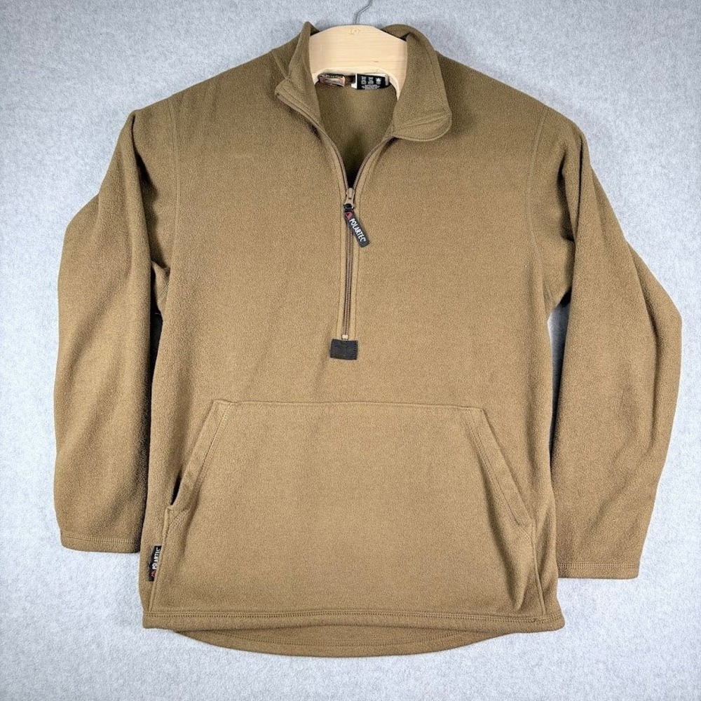 USMC Peckham Polartec Fleece Pullover Mens L Coyote Brown Solid 1/4 Zip Tactical